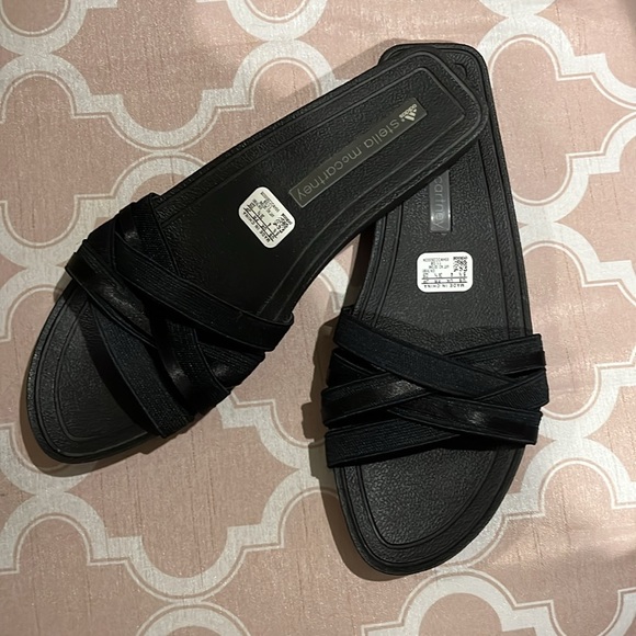 Stella McCartney x Adidas black sandals slides 5.5 6 6.5 - Picture 2 of 5